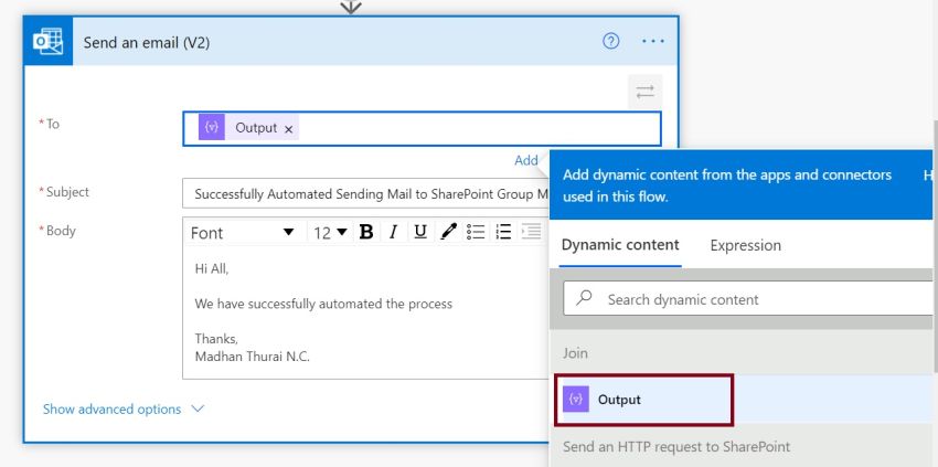 Send Mail To SharePoint Group Members in Power Automate without using ParseJson and ForEach actions